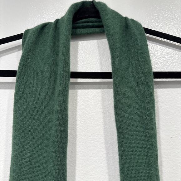 Tasselli Green 100% Cashmere Skinny Scarf Boho Y2K Look - Picture 3 of 7